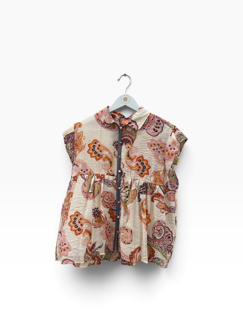 THML Cream Paisley Cap Sleeve Blouse